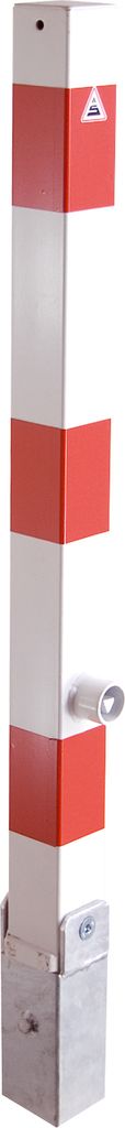 Absperrpfosten aus Vierkant-Stahlrohr 70x70 mm, umlegbar mit Hebe- Kippmechanik ohne Lackierung