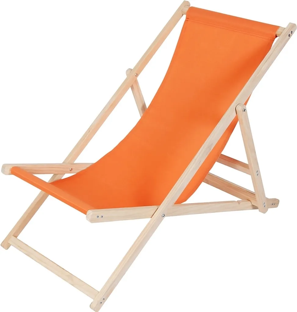 Chaise de plage orange en bois Mucola - Pliable pour jardin confortable