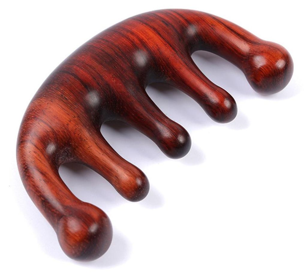 Kopfhautmassagekamm mit 5 Zinken, Sandelholz, Gua Sha, Produktbild 
