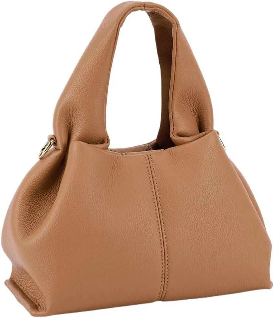 Petit sac brun vintage aspect cuir lisse avec finitions métalliques