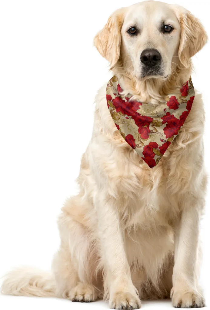 Abakuhaus Bandana Cane Vintage Rose Rosse 40x40cm - Accessorio Pet Retro