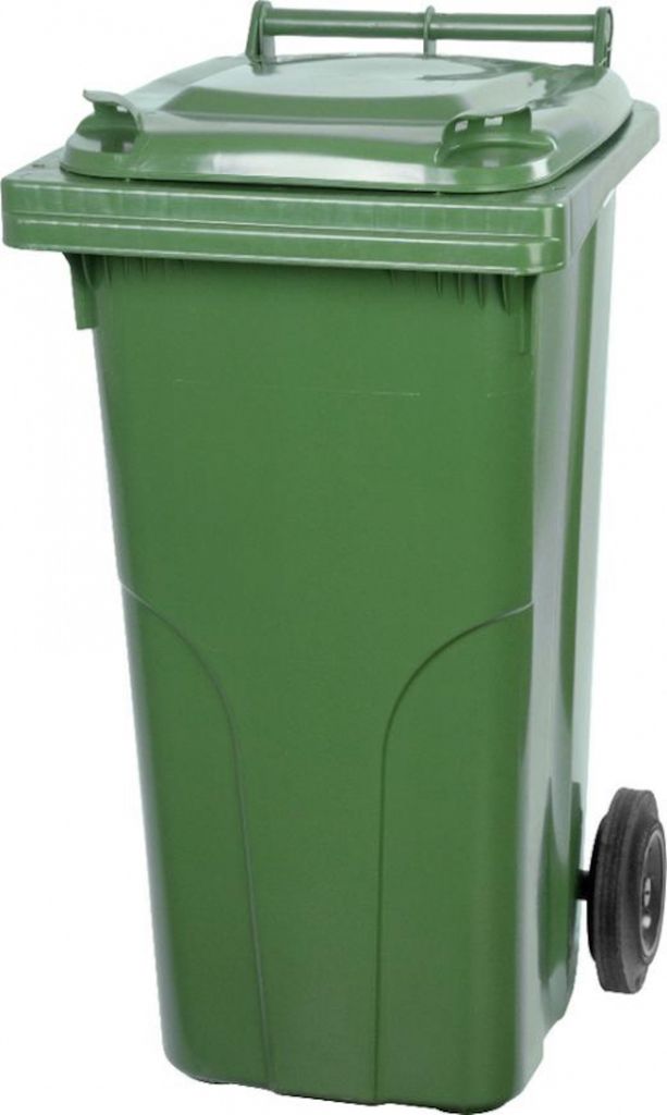 PROREGAL 2-Rad-Mülltonne MGB | HDPE-Kunststoff | HxBxT 94,5x48x54cm | 120 Liter | Grün