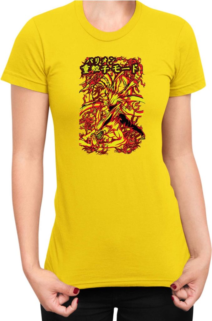 Damen T-Shirt Japan Anime Manga Naruto Kurama Nine Tail Kurama Nine Tail, Lady L / Gelb