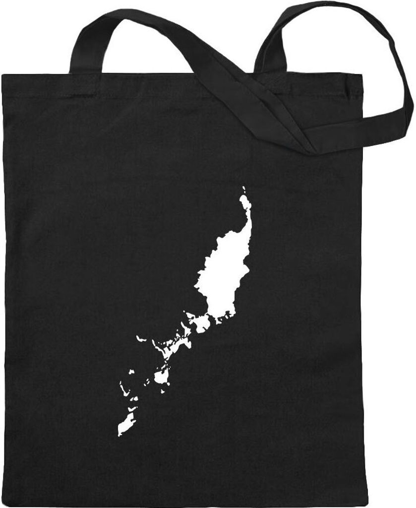 Kiwistar - Baumwolltasche - schwarz - Palau Umriss Kontur - Tragetasche Stoffbeutel Umhängetasche Langer Henkel