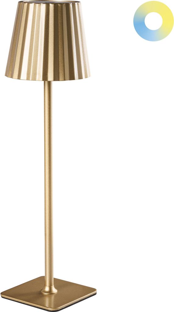 BELIANI LED Tischlampe Gold Metall 38 cm Hoch Aufladbar Kabellos mit USB-C-Ladefunktion Modernes Design für Outdoor Indoor Garten Terrasse