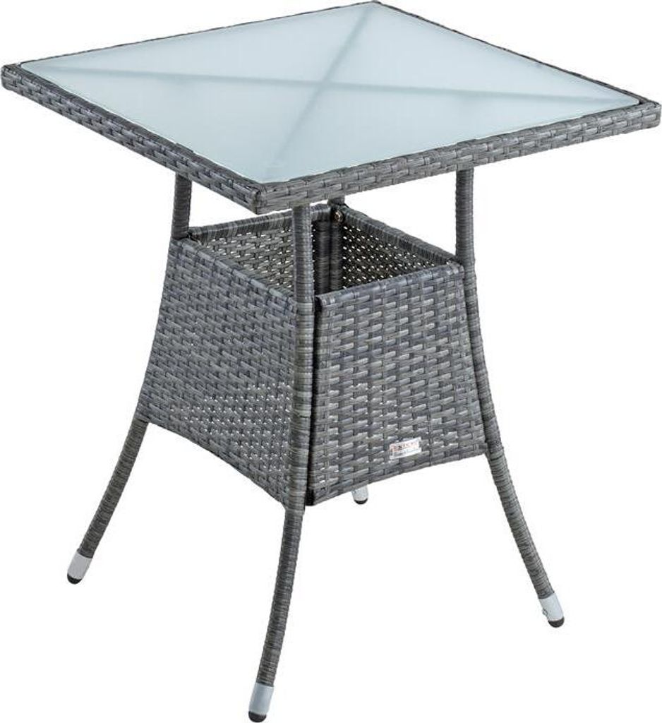 Polyrattan Beistelltisch Balkontisch 57 cm Rattan Tisch Gartentisch Anthrazit
