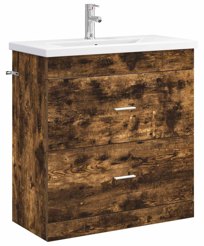 vidaXL Badezimmermöbel-Set Geräucherte Eiche 81 x 40 x 84,5 cm