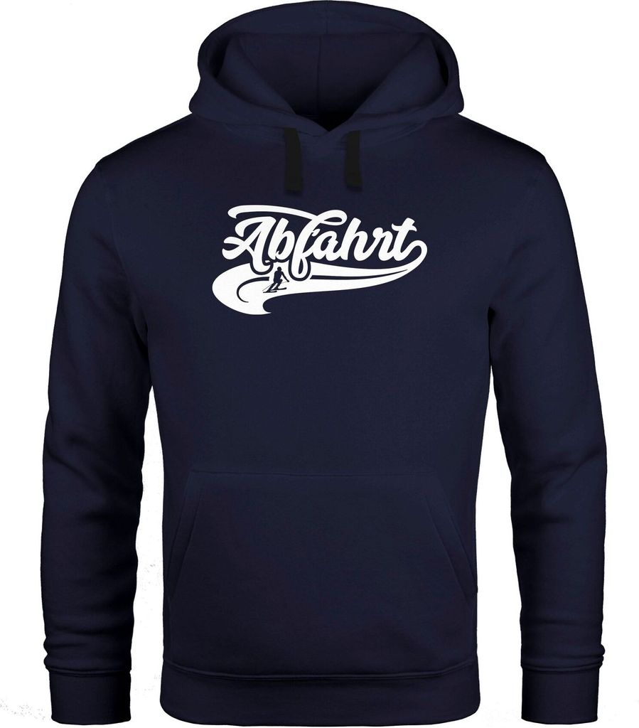 Hoodie Herren Abfahrt Winter Apres Ski Piste Sport Schnee Skifahrer Kapuzen-Pullover Moonworks schwarz S