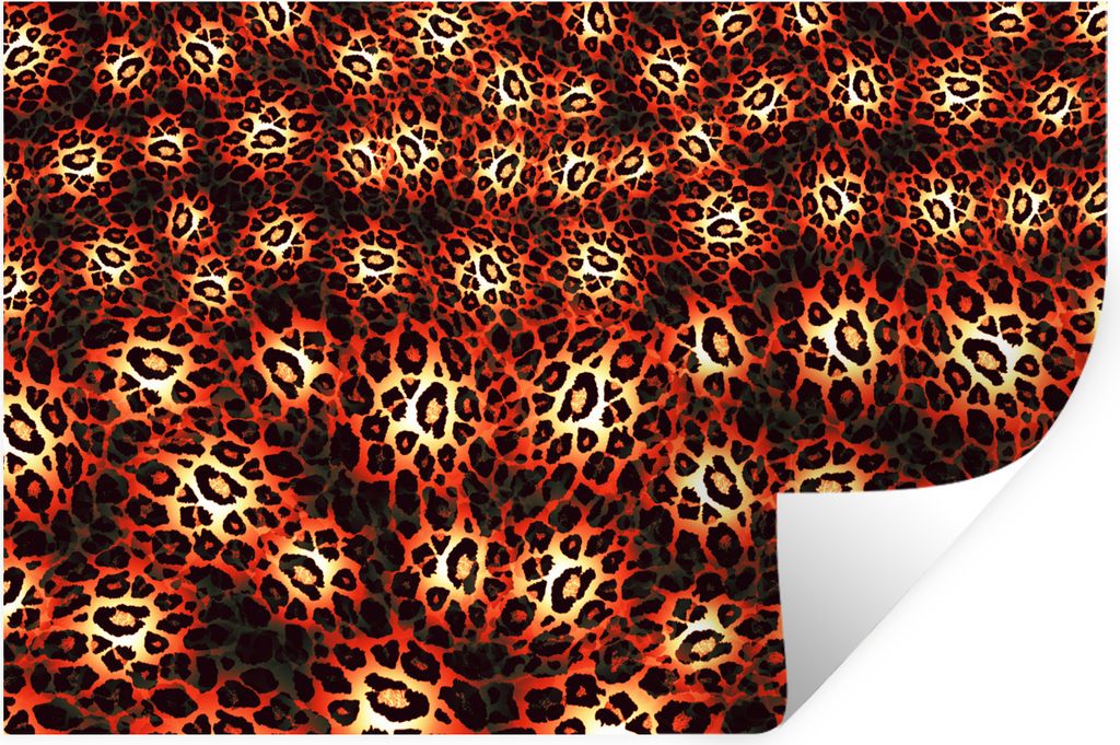 MuchoWow Wandtattoo Wandsticker Wandaufkleber Leopardenmuster - Design - Orange 30x20 cm Selbstklebend und Repositionierbar - Wierderverwendbar -...