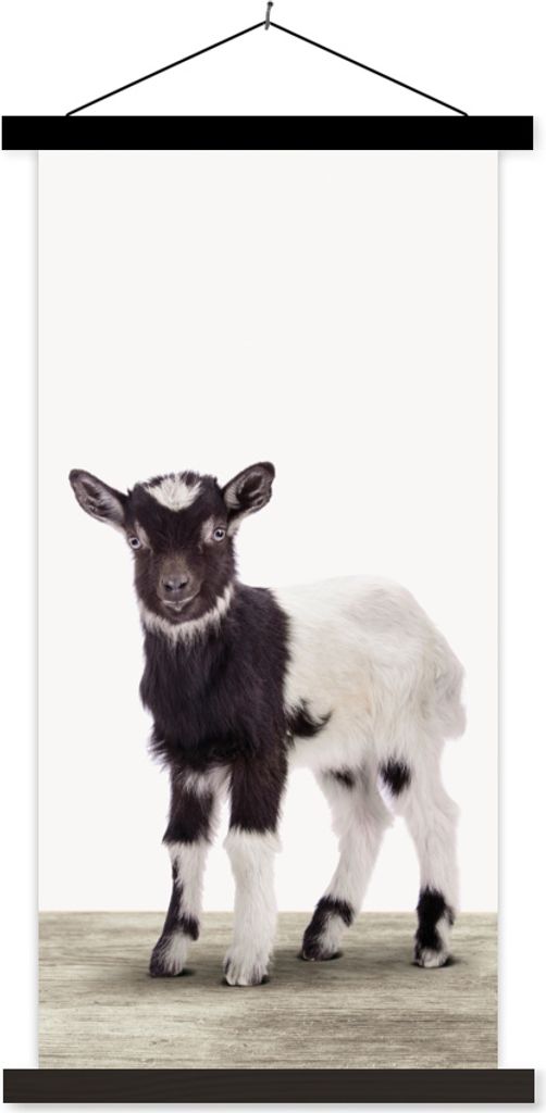 MuchoWow Textilposter Ziege - Tiere - Kinder - Jungen - Mädchen 90x180 cm mit schwarzem Rahmen - Dekoration Wohnzimmer