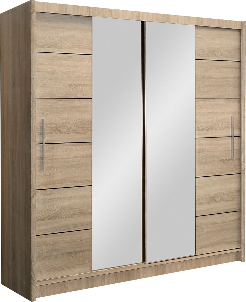 Großer Schiebeschrank Lizbona II 203 cm Sonoma mit Spiegel
