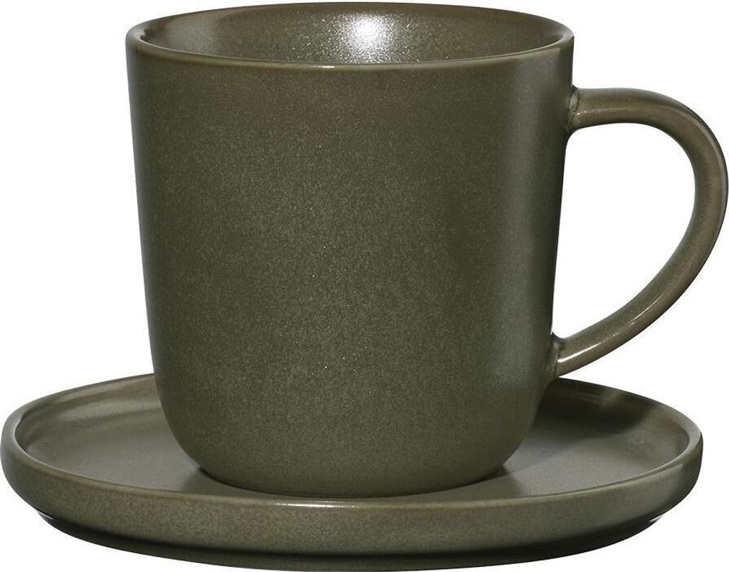 ASA Selection coppa nori Espressotasse mit Unterer, Espresso Tasse, Kaffeetasse, Untertasse, Porzellan, Grün, 80 ml, 19011192