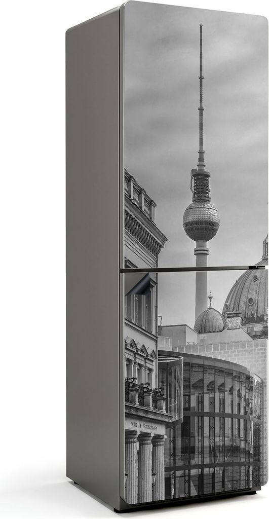 Fernsehturm in der Stadt – Magnetische Kühlschrank Abdeckung – Dekorfolie magnetisch Küche – Kühlschrank Magnet Deko – selbstklebende Ma...