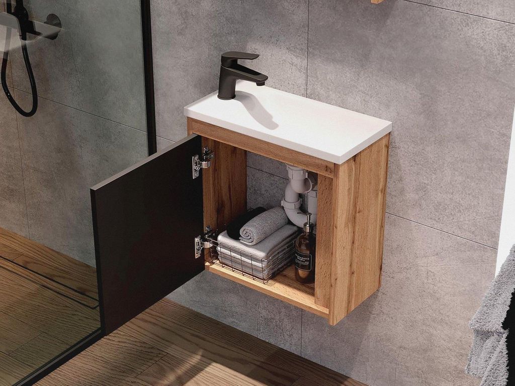 Waschbeckenunterschrank hängend mit Waschbecken 25 x 49 x 48 cm - Bad-Hängeschrank - Badezimmerschrank - Waschbeckenschrank - Badezimmer Wandschr...