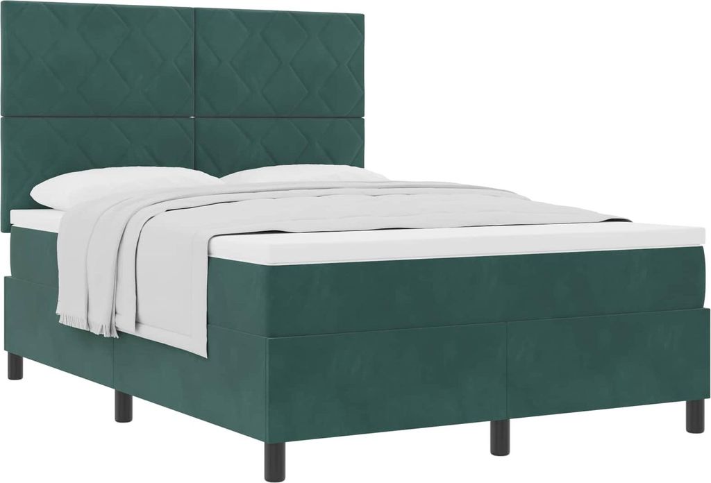 Boxspringbett mit Matratze Dunkelgrün 140 x 190 cm Stoff