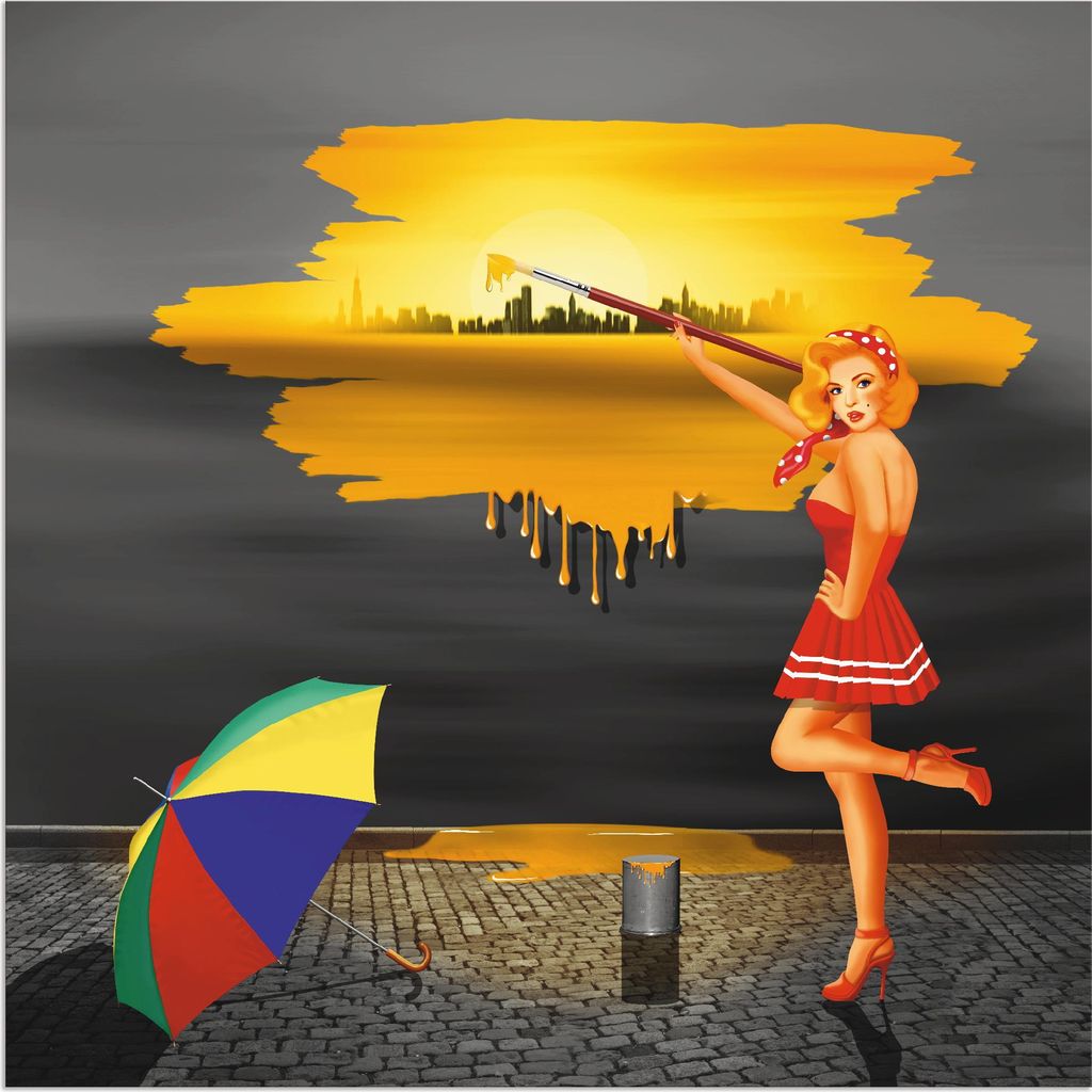 ARTland Wandbild Alu für Innen & Outdoor Ein Künstler malt sein Leben bunt Größe: 100x100 cm