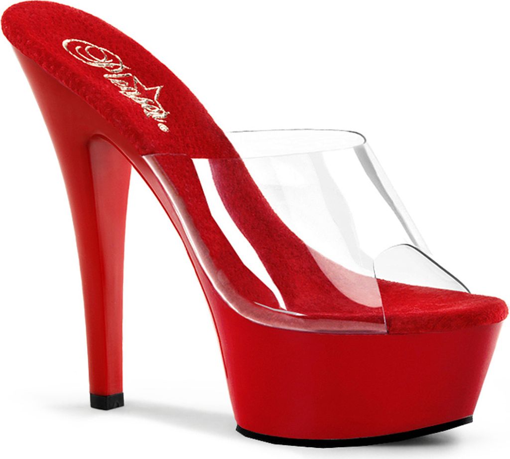 KISS-201 Damen Sandale von Pleaser, Transparent Rot , EU 38, US 8