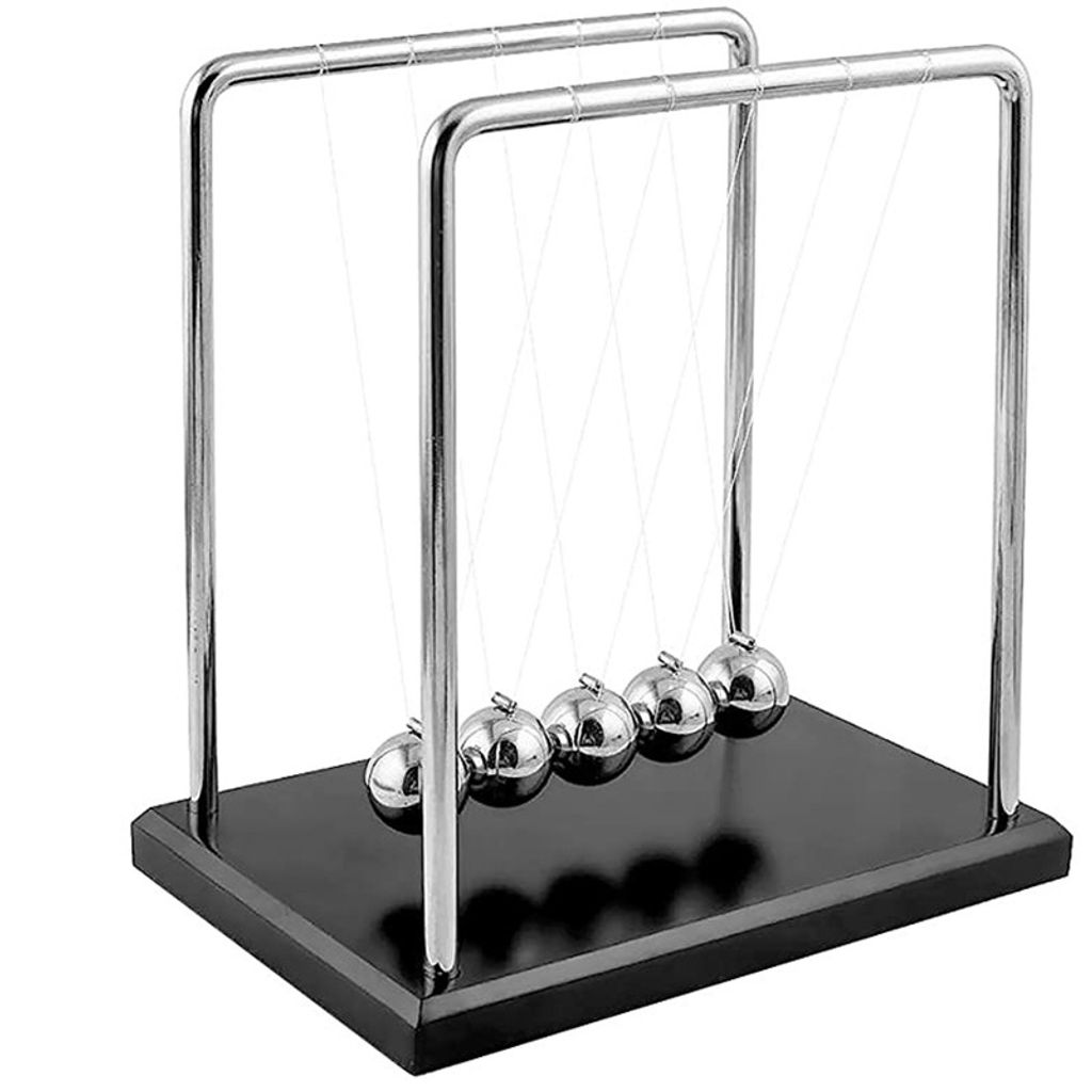 Newton Pendel, Hochwertig Kugelstoßpendel Newtons Kugelspiel mit Sockel für Schreibtisch, Büroklein
