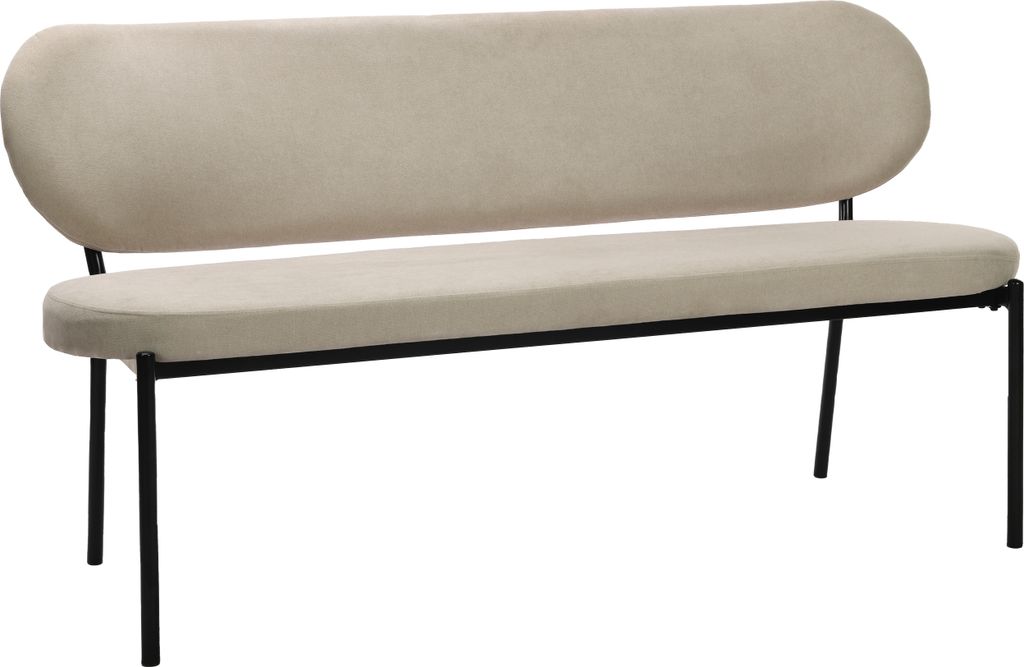 byLIVING Bank JERSEY / Webstoff taupe / Gestell Metall schwarz / Sitzbank mit Rückenlehne / B 160, H 82, T 62 cm