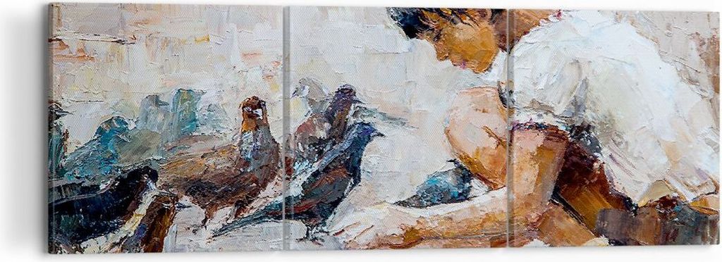 Bild auf Leinwand - Leinwandbild - Kind Vogel Karma - 120x40cm - Wand Bild - Wanddeko - Wandbilder - Leinwanddruck - Bilder - Kunstdruck - Wanddeko...