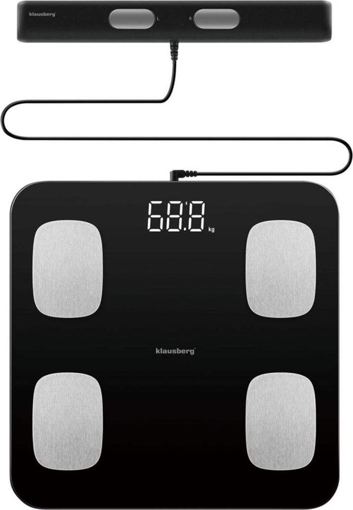 Klausberg Personenwaage mit Körperfett- und Produktbild 