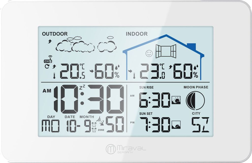 LCD Funk-Wetterstation mit Außensenor Wecker Funkuhr Produktbild 2