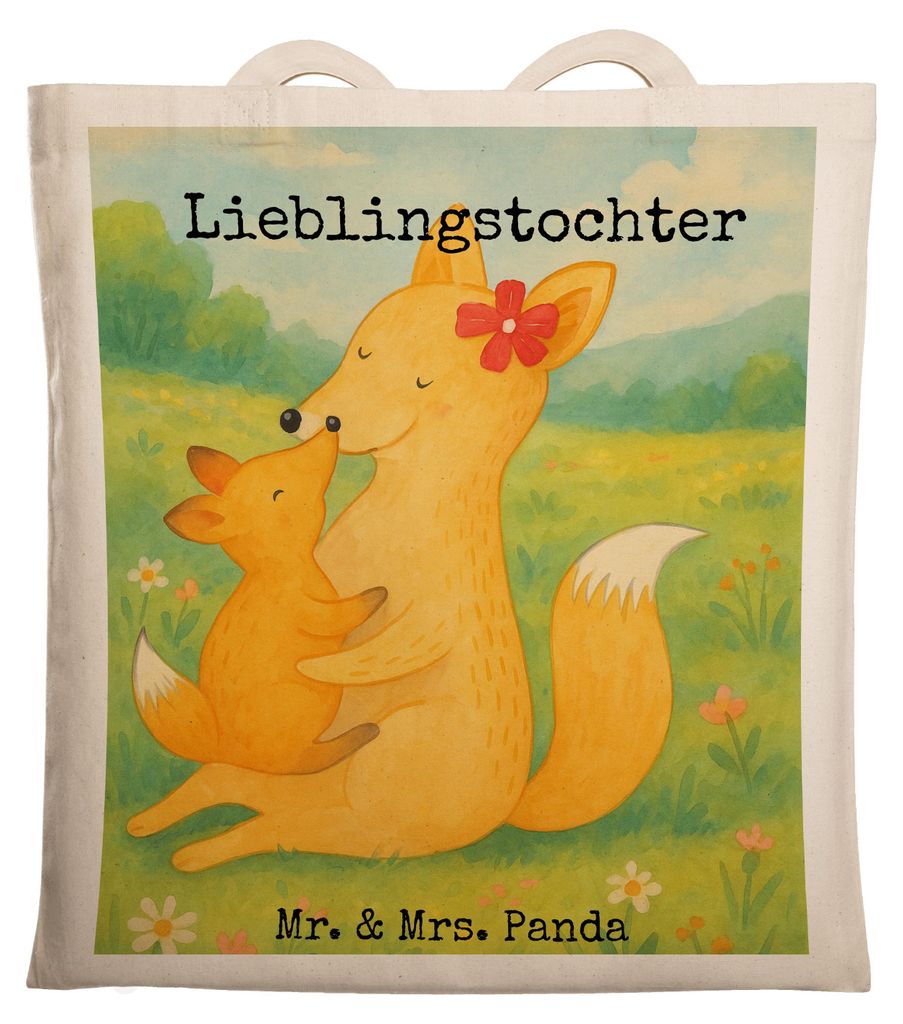 Mr. & Mrs. Panda Schultasche Fuchs Mama Design - Weiß - Geschenk, Umarmen, canvas tasche, Einkaufstasche, Muttertag, Schoß, Tote Bag, Mutter, Jut...