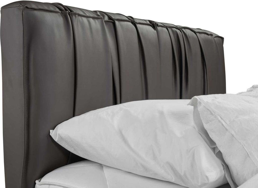 Graues Doppelbett Polster Betten Bettkasten Design Produktbild 