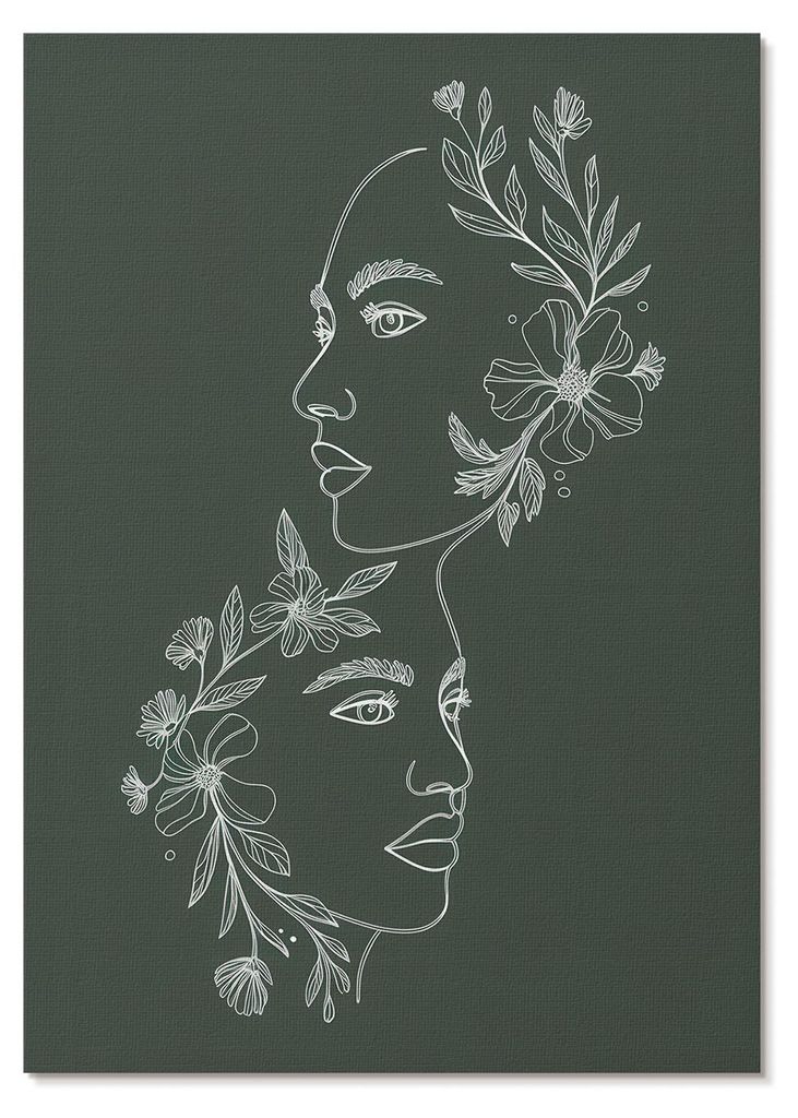 POSTER - 59x84 cm (A1) - Carpe Diem - Zarte Linien, Blumen, moderne Komposition - Wandbild für Wohnzimmer Schlafzimmer & Flur, Modernes Poster Wan...