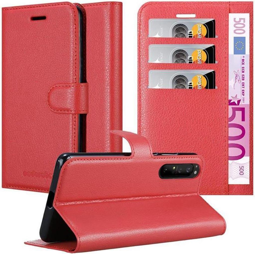 Cadorabo Hülle für Sony Xperia 1 II Schutz Hülle in Rot Handyhülle Etui Case Cover Magnetverschluss