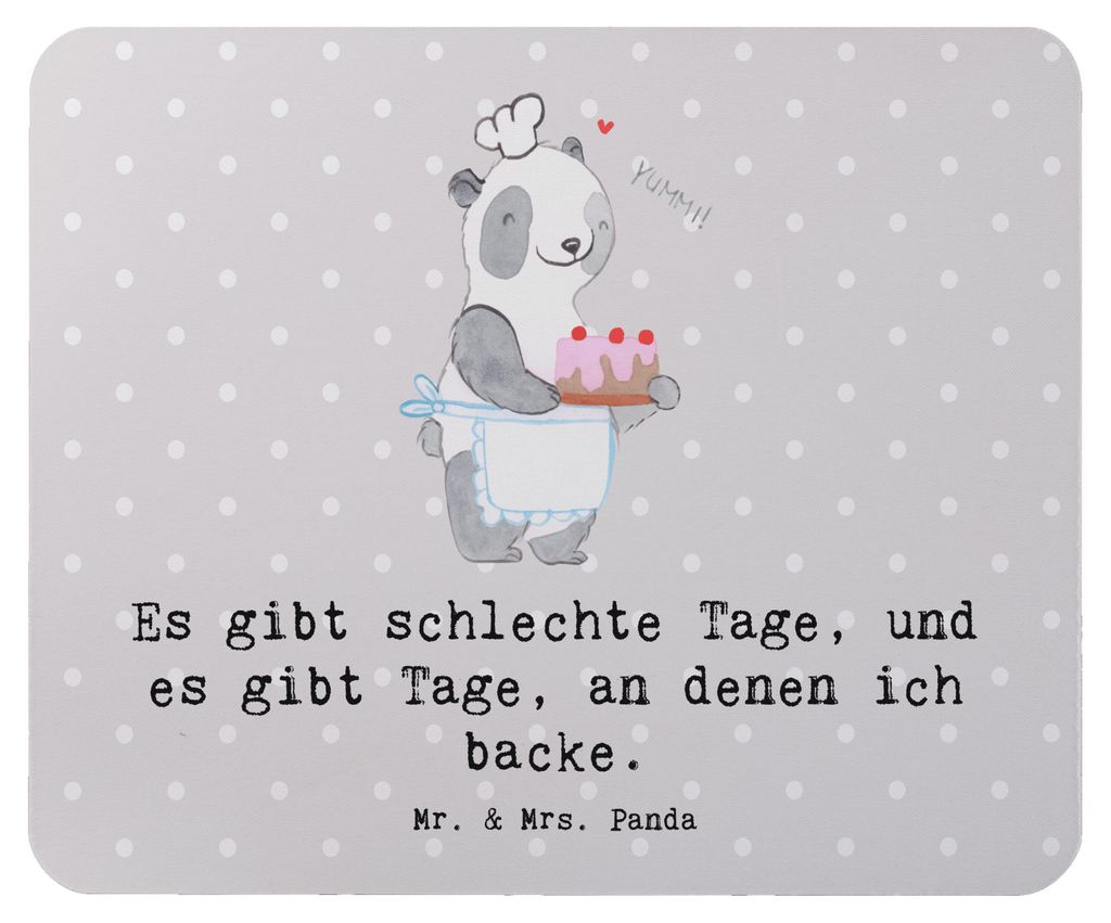 Mr. & Mrs. Panda Mouse Pad Panda Backen - Grau Pastell - Geschenk, Mousepad, Mauspad, computermatte, Hobbybäcker, pc mausunterlage, mousematte, Ku...