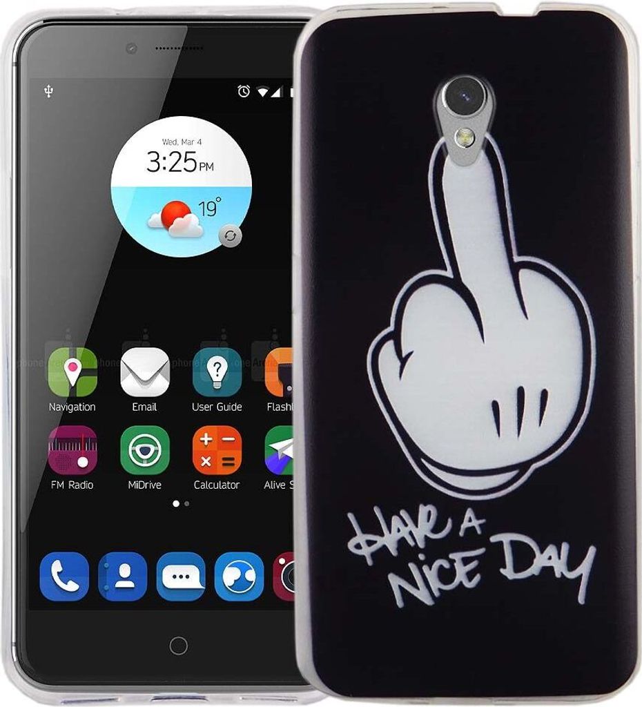 Handy Hülle für ZTE Blade V7 Cover Case Schutz Tasche Motiv Slim Silikon TPU Mittelfinger