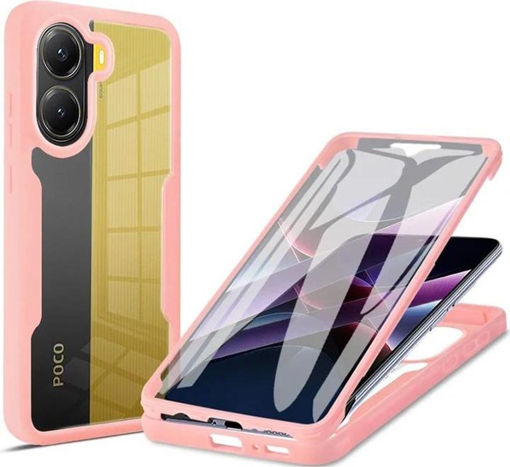 Hülle für Xiaomi Poco X7 Pro - Phonesta Slim Protect 360 Case mit Displayschutzfolie - Rosa