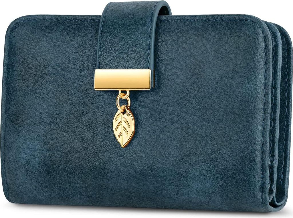 Damen Geldbörse aus Leder Geldbeutel Viele Fächer Damen Geldbörse mit RFID Schutz 18 Kartenfächer Geldbörsen mit Reißverschluss Kette und Lan...