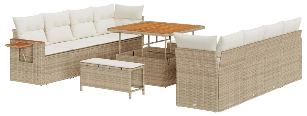 vidaXL Gartensofa-set 11 pcs Beige Poly-Rattan