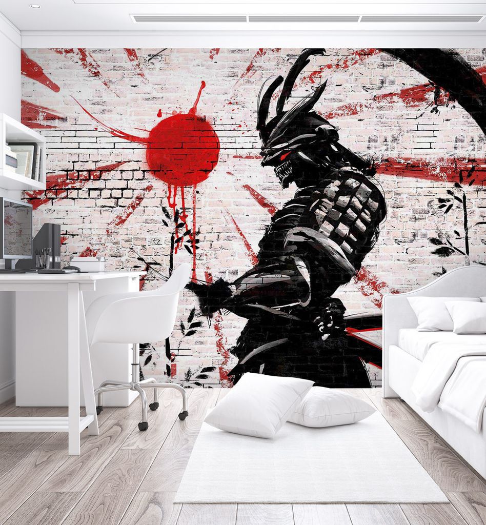 Fototapete Dämonen Samurai mit Katana, Material:Superior Vlies 350g/qm, Größe Tapete:260 x 260cm