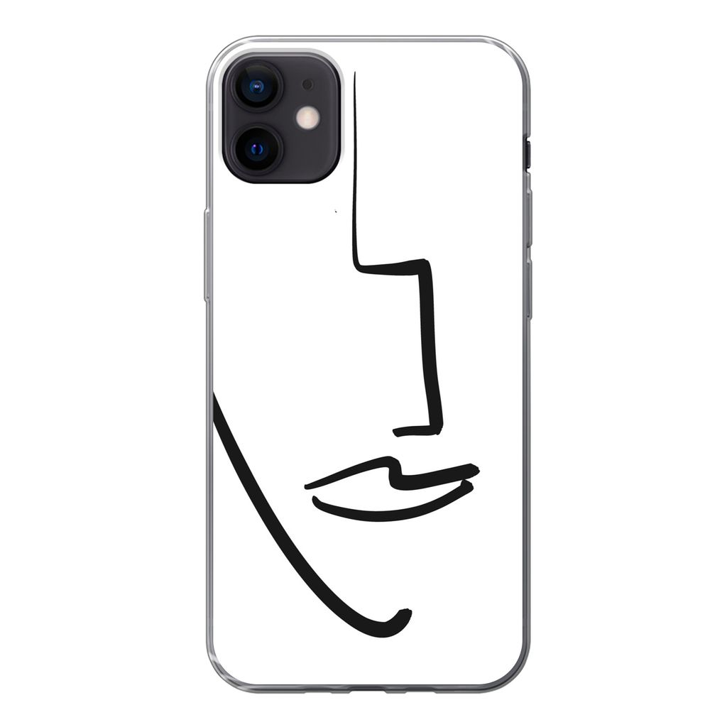MuchoWow Handyhülle Schutzhülle Hülle für iPhone 12 mini Gesicht - Frau - Minimalismus Silikon Softcase Handy Hülle - Bild