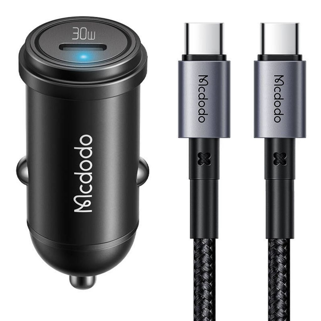 Mcdodo Schnelles Auto-Ladegerät Für Telefon Usb-C Led + Usb-C Kabel 1M