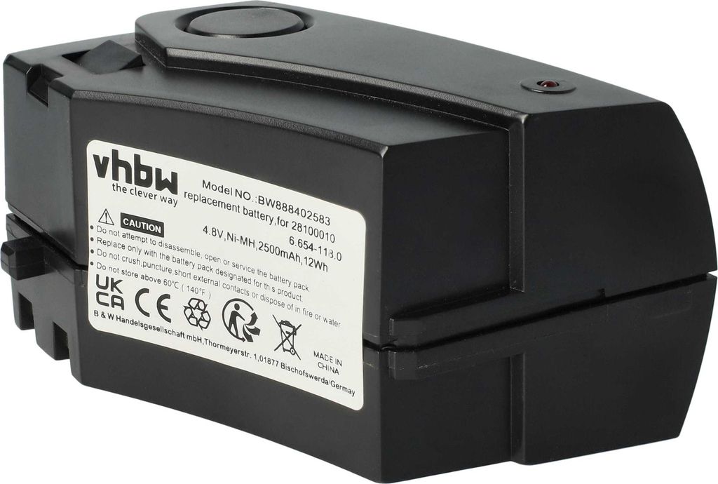 vhbw Akku Ersatz für Kärcher GP 160SCHE, 4.070-696.0, 1.258-505.0, 4.070-763.0, 28100010, 6.654-118.0 für Staubsauger Schwarz (2500 mAh, 4,8 V, ...
