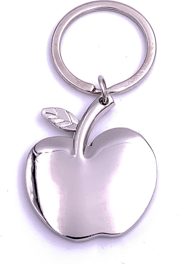 Onwomania Apfel Obst Schlüsselanhänger Keychain Silber Metall