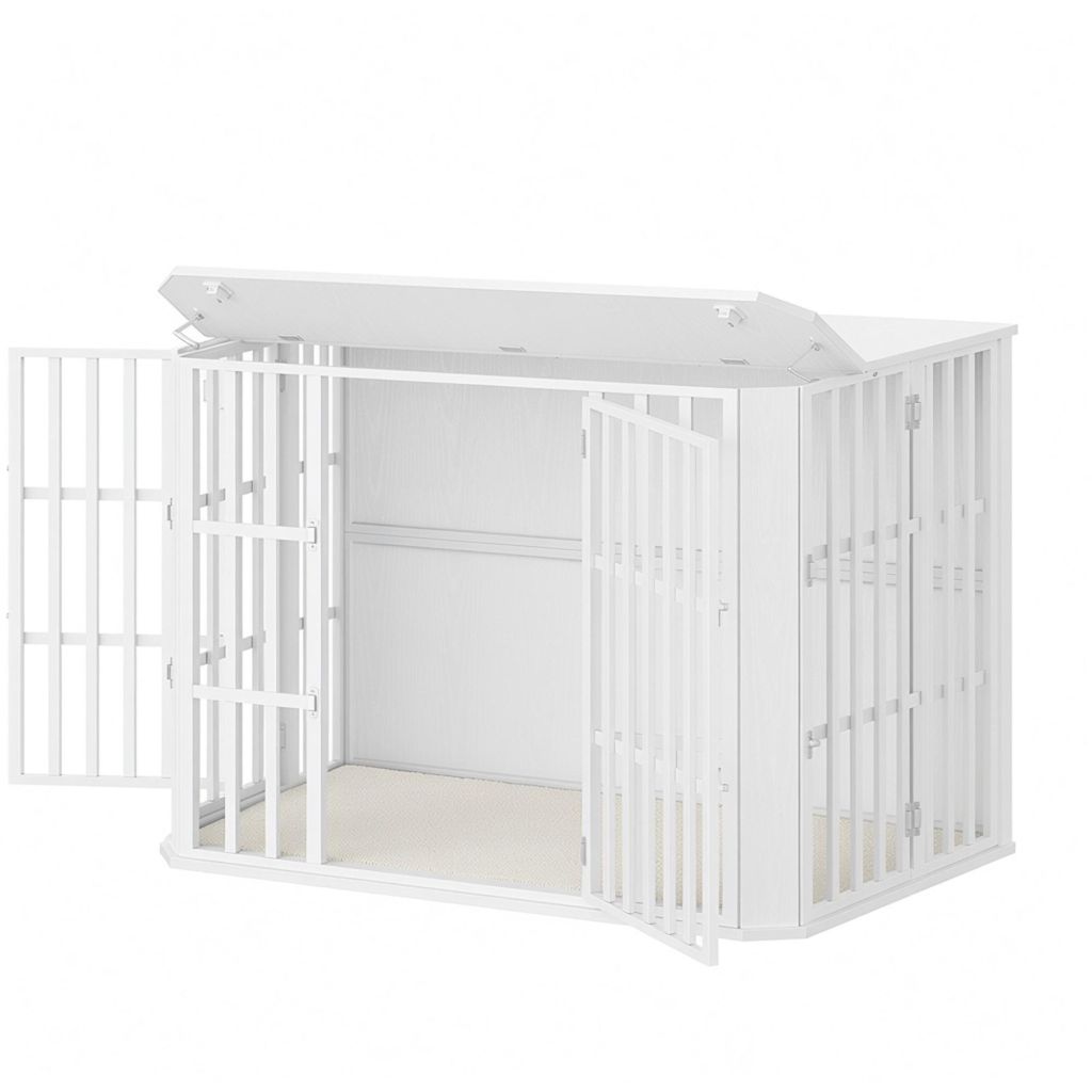 Hundekäfig Möbel, Hundebox Möbel, Mehrtür-Design, Weiß | Produktbild 