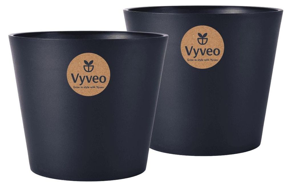 Vyveo - Blumentopf Norden - 2er-Set - Schwarz - 15x13