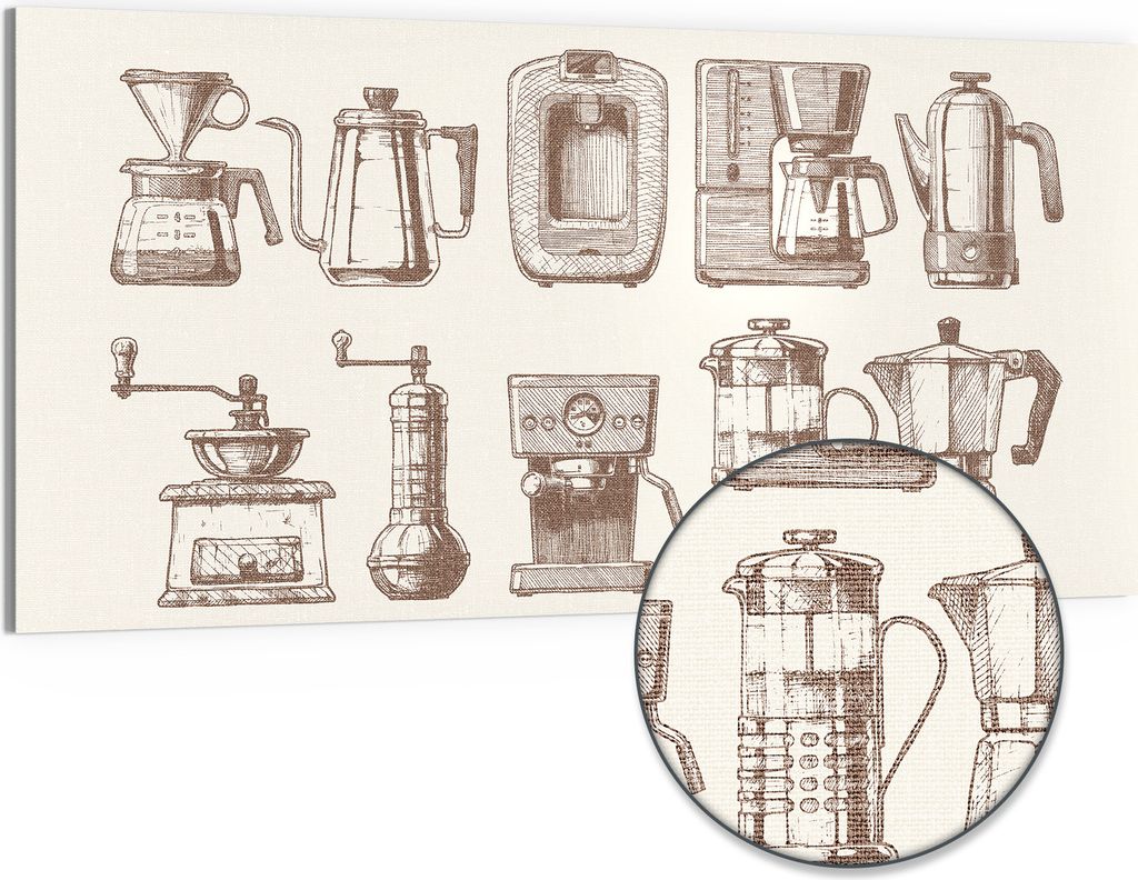 DEQORI Hybrid Leinwand Bild 100x50 cm 'Kaffeekunstwerke' Produktbild 