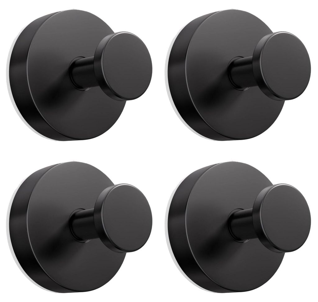 4 Saugnapfhaken, Vakuumsaugnäpfe, abnehmbar ohne Bohren, Handtuchhaken, Wandhaken, Edelstahl für Küche, Bad, glatte Fenster, Wände, Glas (schwarz)