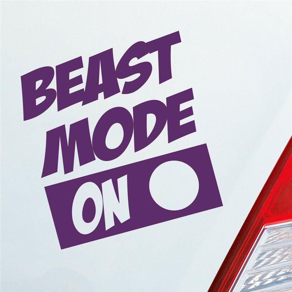 Auto Aufkleber Beast Mode On Biest Modus an Monster Aggro 9x10 cm Lila Sticker Heckscheibenaufkleber