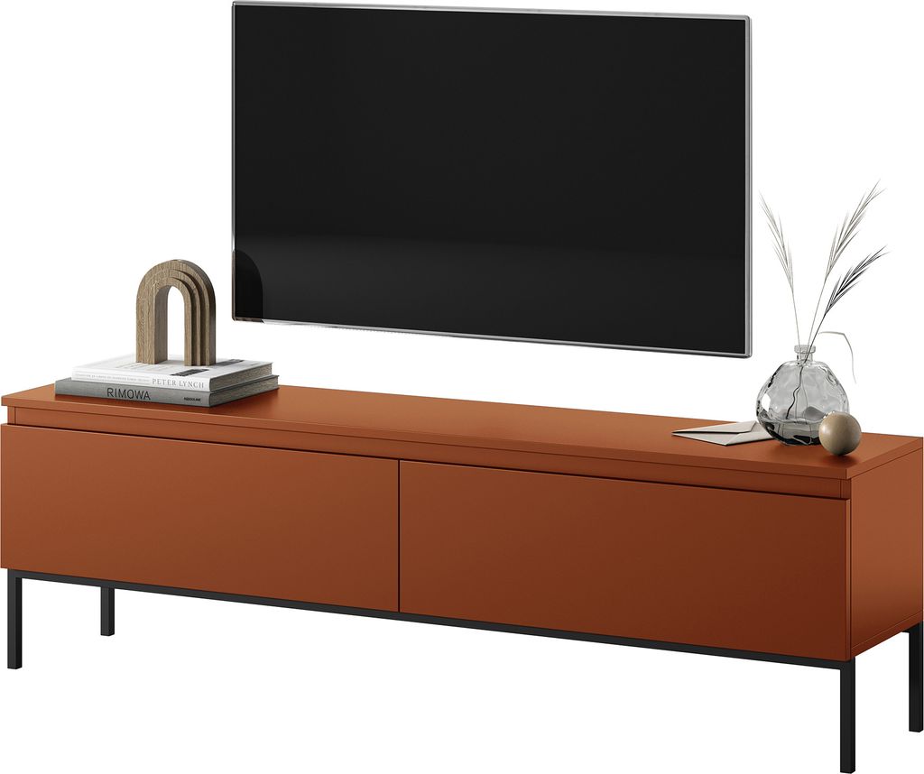 Selsey BEMMI - Buffet TV, rouge brique avec pieds en métal, Image du produit 