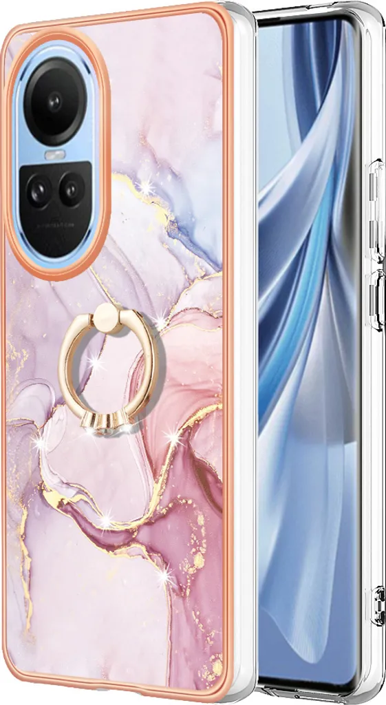 Custodia Protettiva Oppo Reno10 5G Grigia - Marmo Antigraffio con Anello