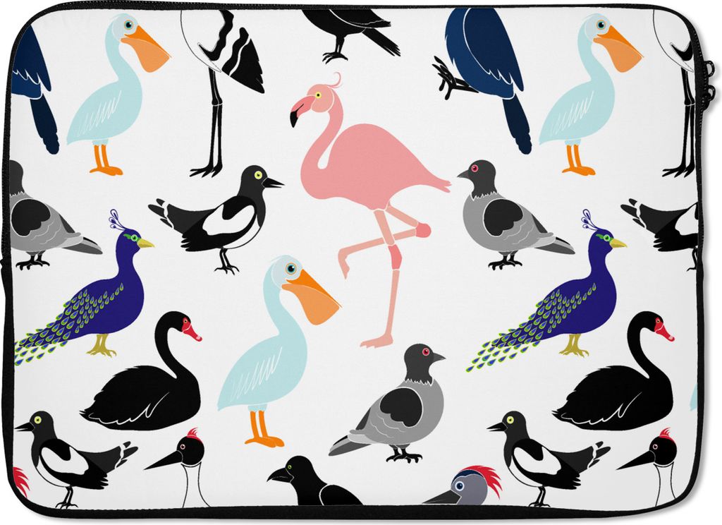 MuchoWow Laptop Hülle 13 Zoll Muster - Vogel - Flamingo Laptoptasche - Laptophülle - Sleeve - Rundumschutz