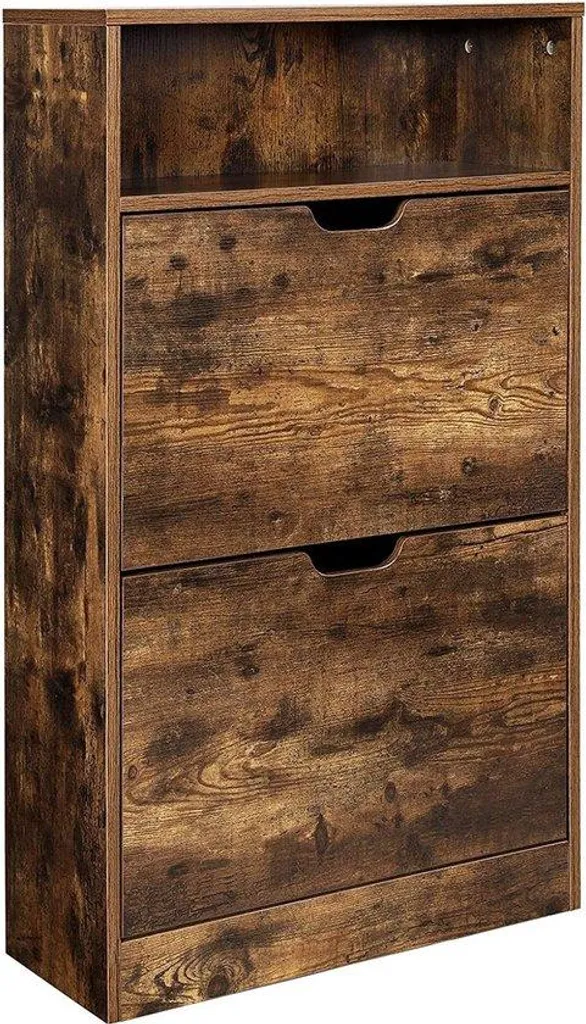 Gagnez de la place avec l'armoire à chaussures Rustiker marron bois