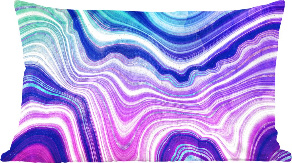 MuchoWow Zierkissen Sofakissen Wohnzimmer Dekokissen 50x30 cm Neon - Achat - Geode - Edelstein - Wohnzimmerdekoration - Polster mit Photo